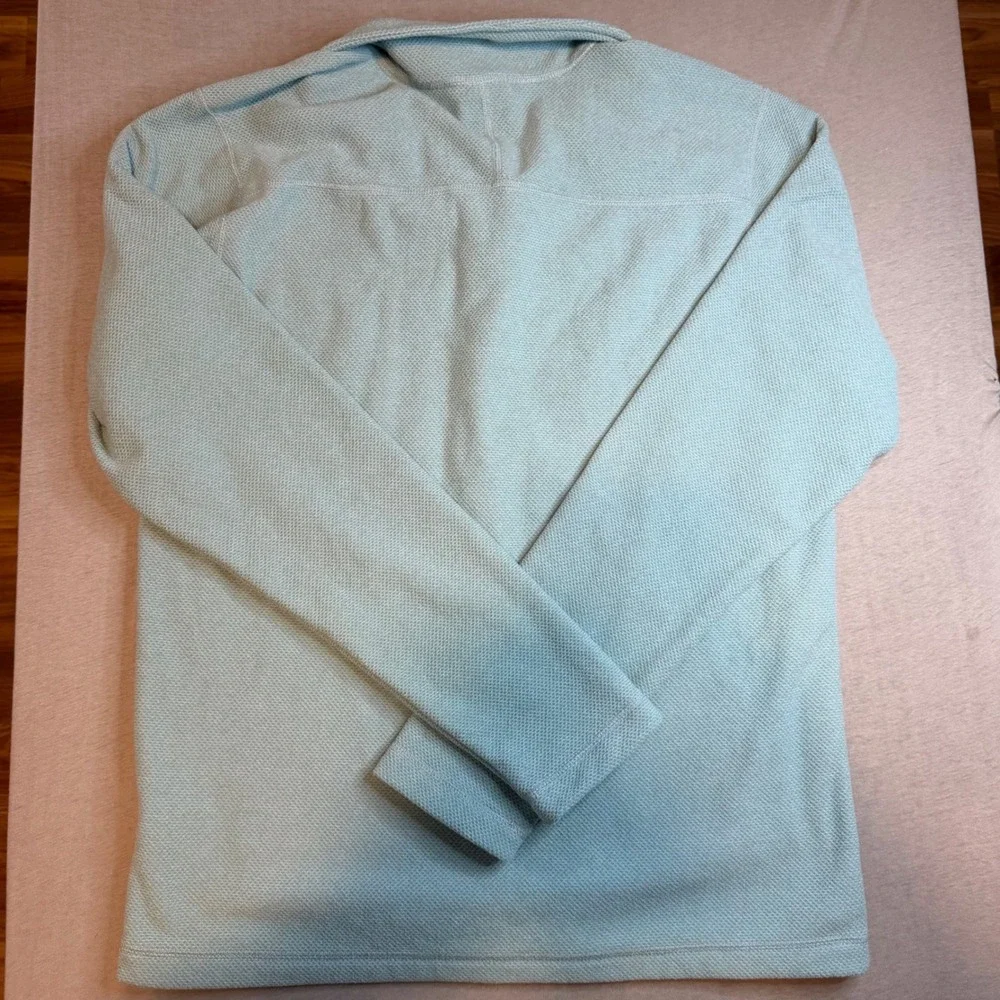 The North Face Mens Quarter Zip Fleece Pullover Mint Green Waffle Knit Size M